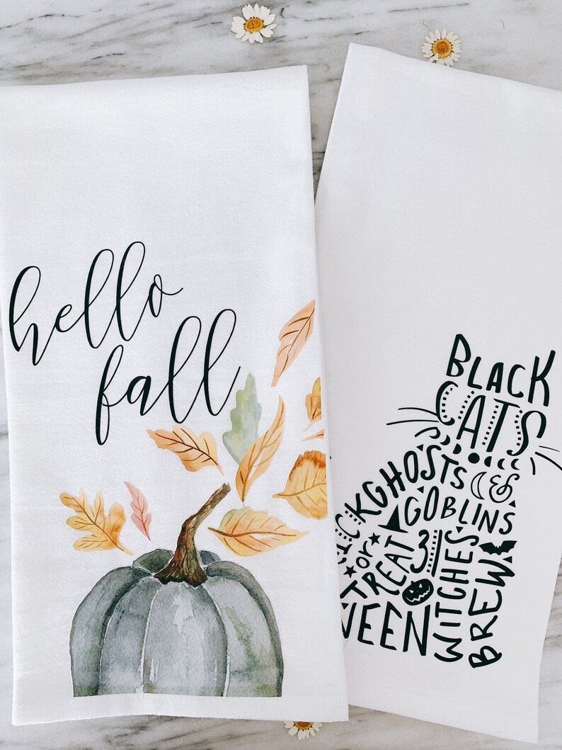 Hello Fall Decor Towel Fall Decor Towel Kitchen Towel Etsy