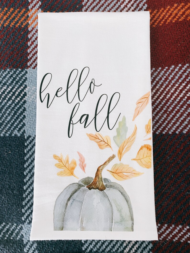 Hello Fall Decor Towel Fall Decor Towel Kitchen Towel Etsy