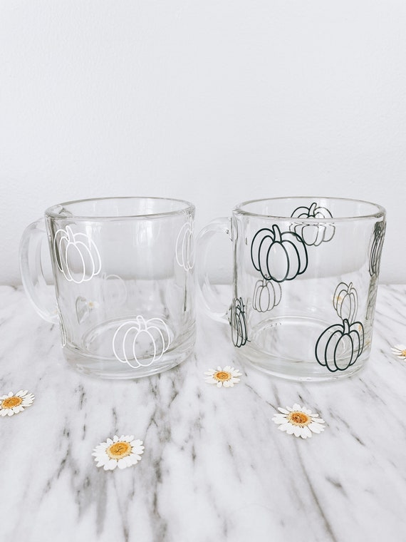 Fall Pumpkins 16oz Glass Cup and 13oz Coffee Mug (combined listing)