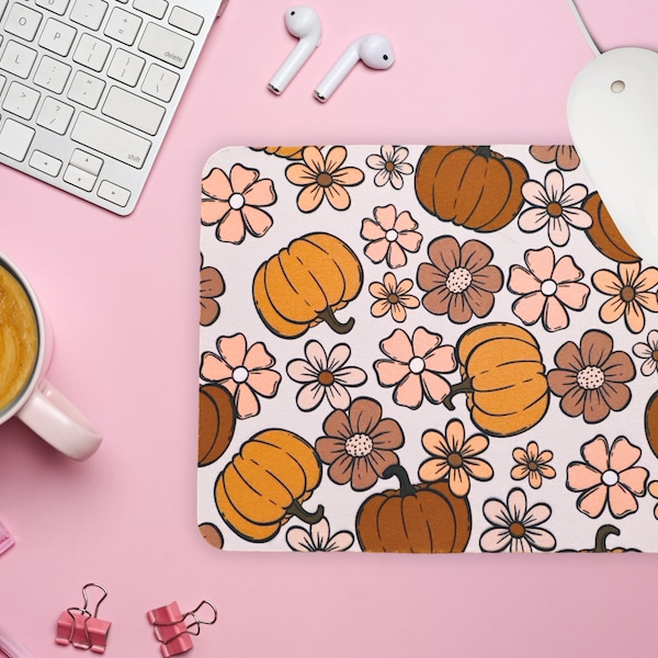 Flower Pumpkin Mousepad | Trendy | Office Aesthetic | Fun Desk Decor | Unique Gift | Gift for Coworker | Home