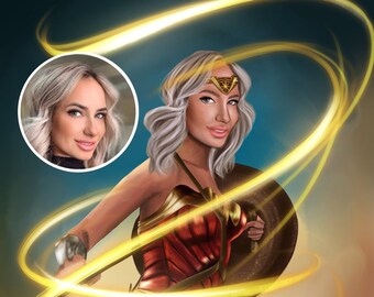 Custom Superhero Portrait, Superhero Caricature From Your Photo