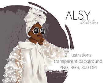 Fashion Black Girl Clipart, Fashion Girl Illustration, African American Clipart