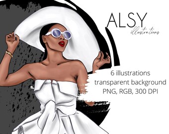 Fashion Black Girl Clipart, Fashion Girl Illustration, African American Clipart