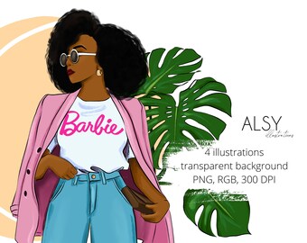 Fashion Black Girl Clipart, Fashion Girl Illustration, African American Clipart
