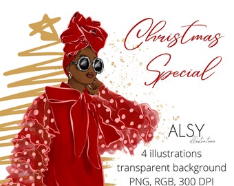 Fashion Black Girl Clipart, Fashion Girl Illustration, African American Clipart