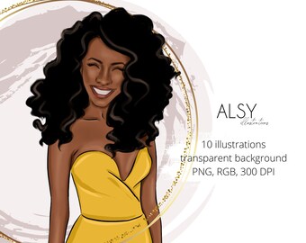 Fashion Black Girl Clipart, Fashion Girl Illustration, African American Clipart
