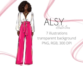 Fashion Black Girl Clipart, Fashion Girl ClipArt, African American Clip, Fashion Illustration