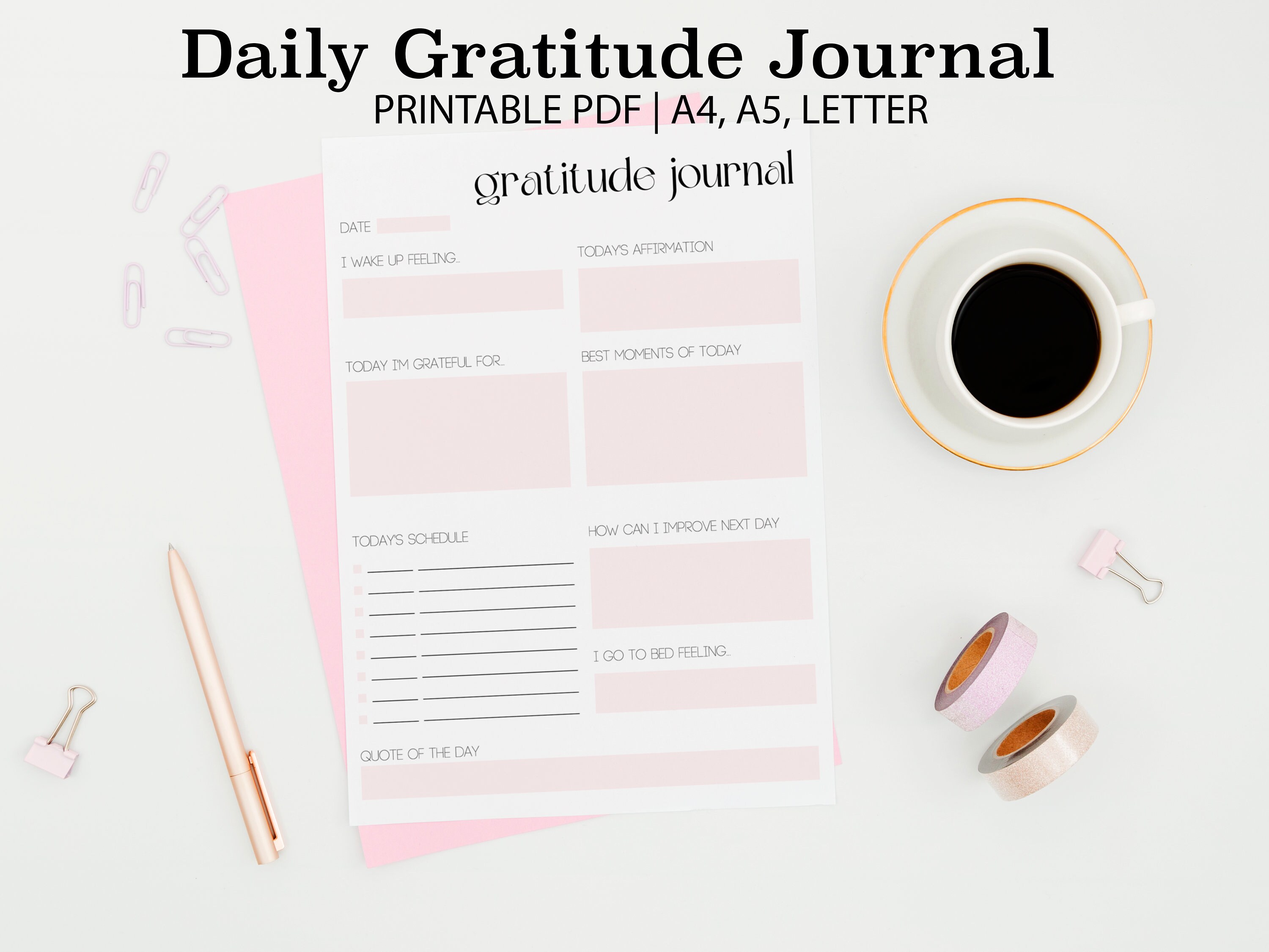 Daily Gratitude Journal Printable Happy Planner Insert Daily Etsy