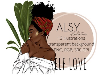 Fashion Black Girl Clipart, Fashion Girl Illustration, African American Clipart