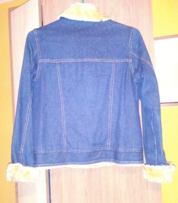 Vintage 90s Y2K Denim Coat With Fur 