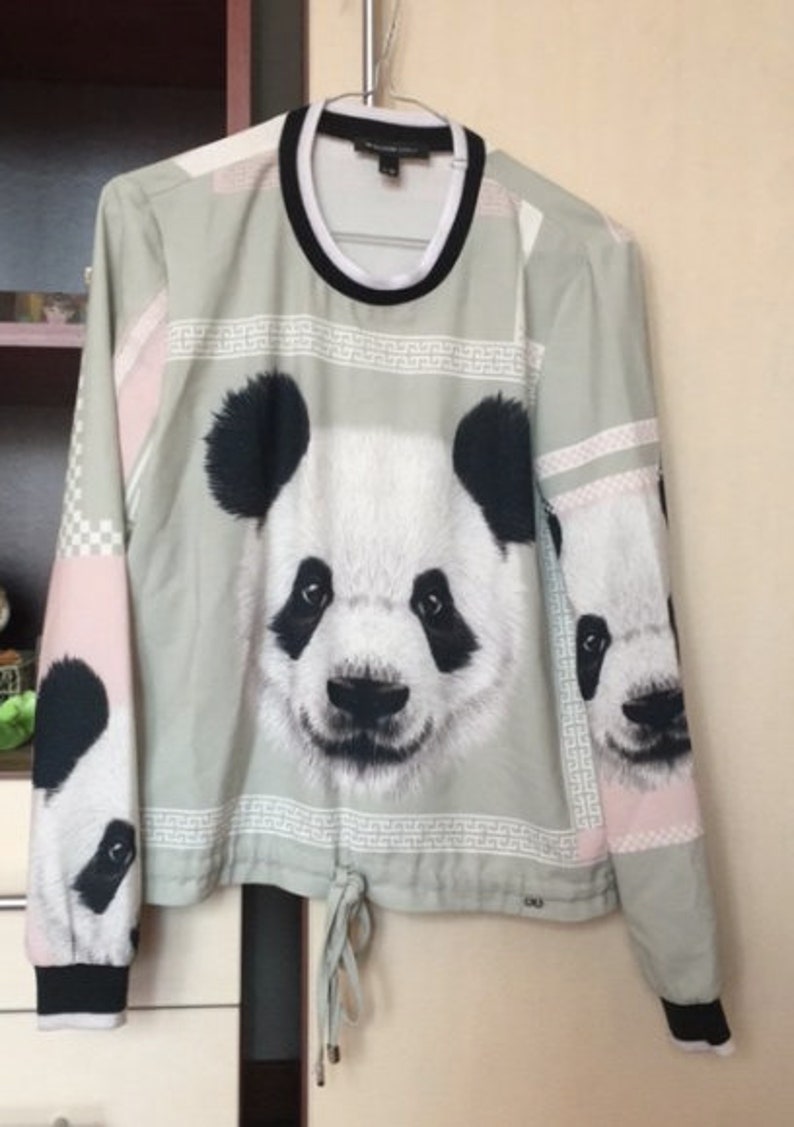 Y2K 90s Vintage Panda Sweater / Pastel 