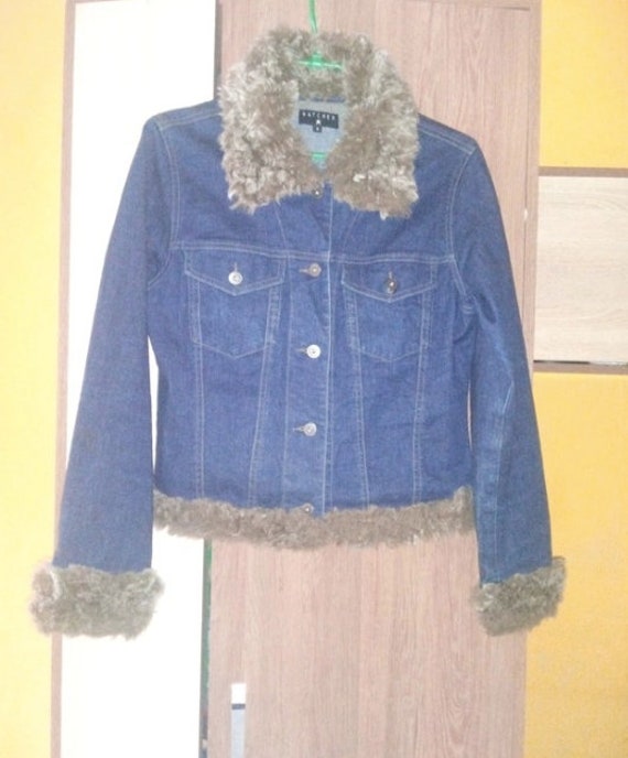 Vintage 90s Y2K Denim Jacket With Fur 