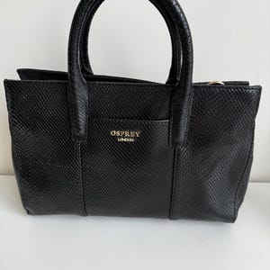 Bolso de mano con asa superior de cuero negro de Osprey / Nuevo bolso de cuero negro