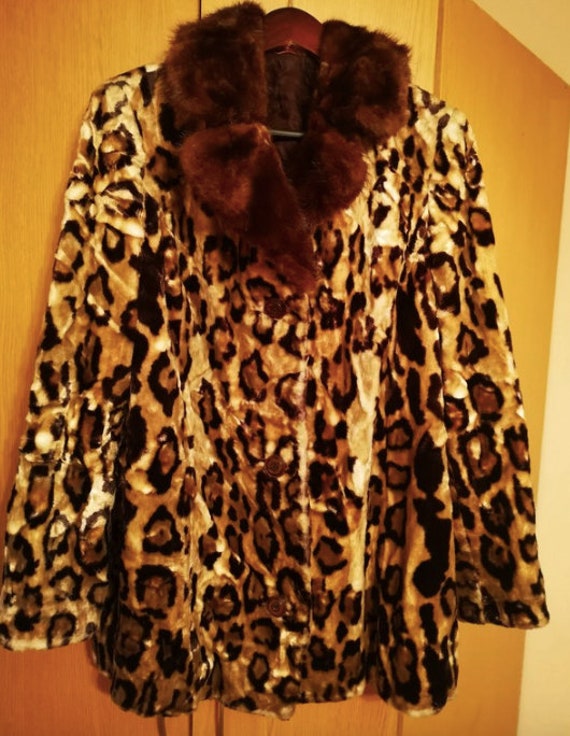 Abrigo de piel de leopardo vintage talla S / M / - Etsy México