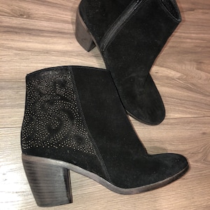 Kennel & Schmenger black suede leather ankle boots/ size 37 EU / vintage leather ankle booties / burning man boots / biker boots / rock goth
