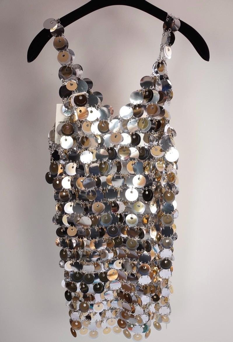 green emerald velvet dress Paco Rabanne Disc Dress Second-hand