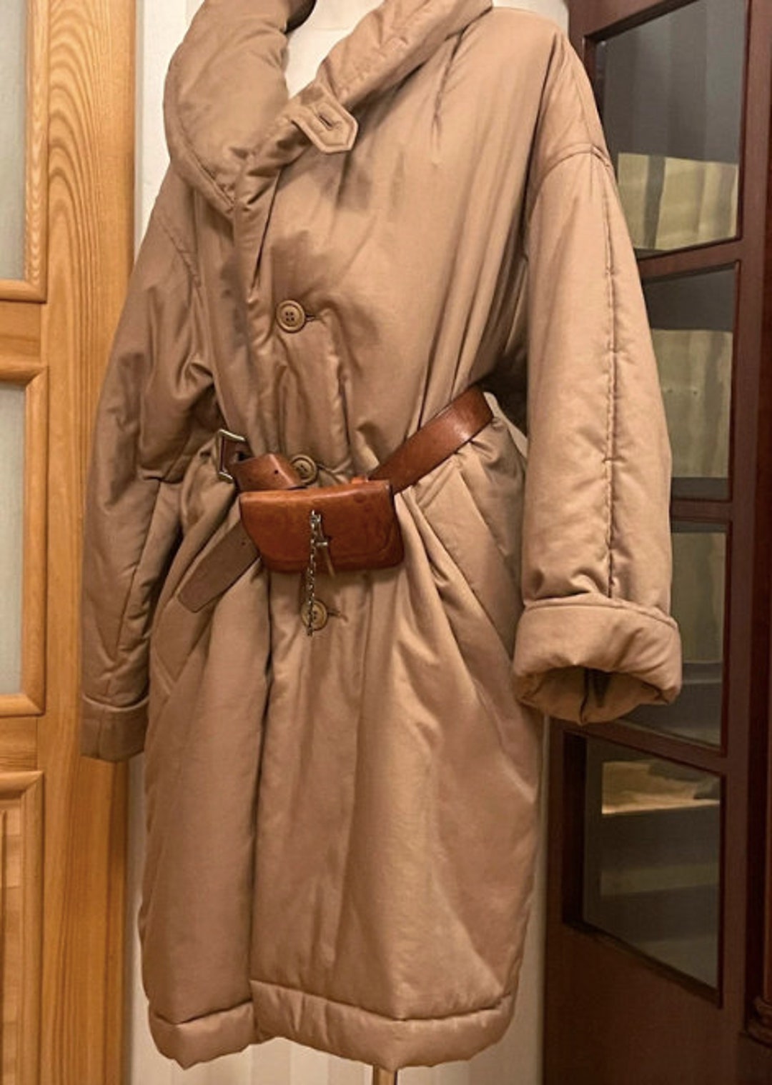 1980s Issey Miyake Windcoat Coat Cocoon Parachute Tan Beige 1980s Issey Miyake Windcoat Coat Cocoon Parachute Tan Beige