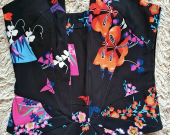 Versace for H&M Floral Silk Corset Top / size XS 34 / Black Oriental Bustier Versace /
