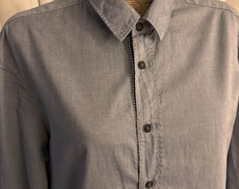 Hugo Boss Orange Blau Shirt Label Unisex Button Up Langarm Baumwoll-Hemd passen S M oversized Style mit XL gekennzeichnet