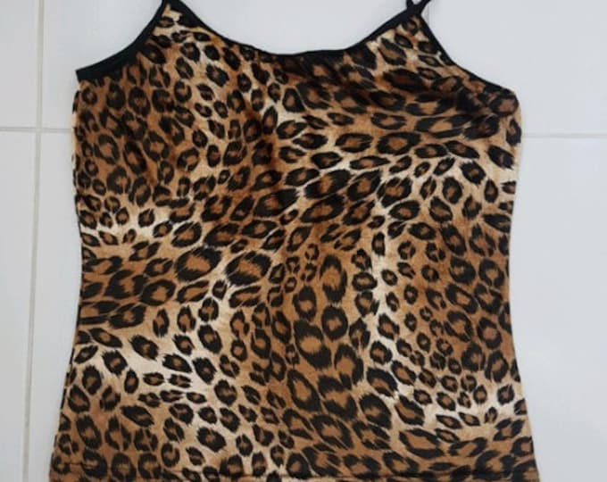 Y2K Vintage Leopard Velour Camisole Top / Size M / 90s Y2K Crop Cami ...