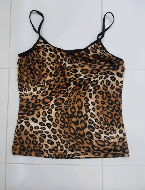 BMJL Women's Leopard Print Top Cute Spaghetti Strap Tank Sleeveless  Camisole Color Block V Neck Cami Vest (X-Large, Color Block)