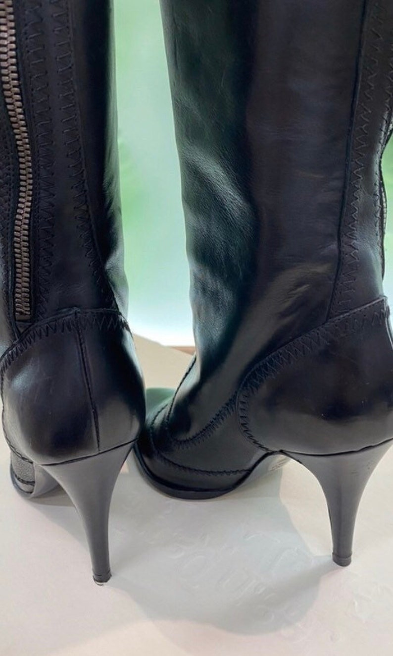 Jean Paul Gaultier boots unworn / Black leather long boots Etsy