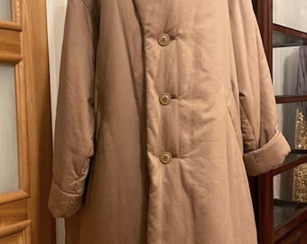 1980s Issey Miyake Windcoat coat Cocoon Parachute Tan Beige Puffer Long Jacket / Size M / Issey Miyake Quilted Coat Quiet Luxury