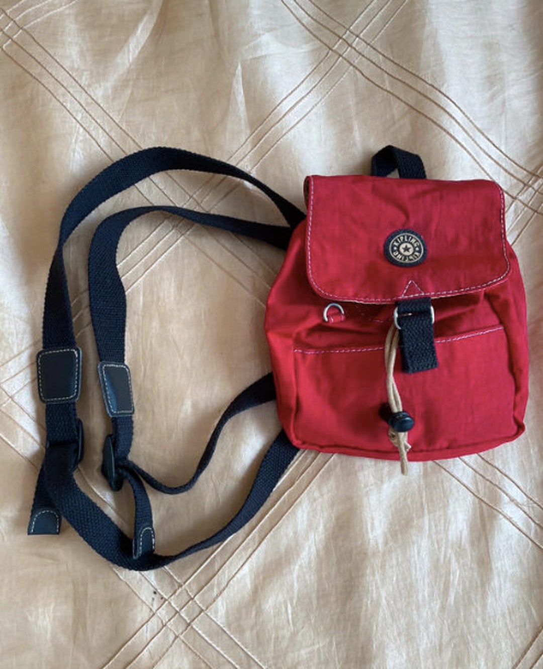 90s Red Kipling Mini Backpack / Hand Size Rucksack / No Etsy