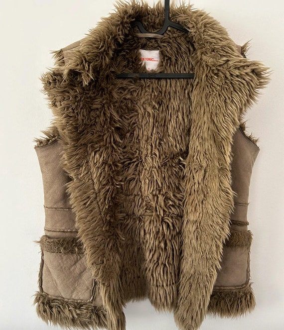 Y2K Afghan Waistcoat / size M / Gin & Tonic Brown… - image 4