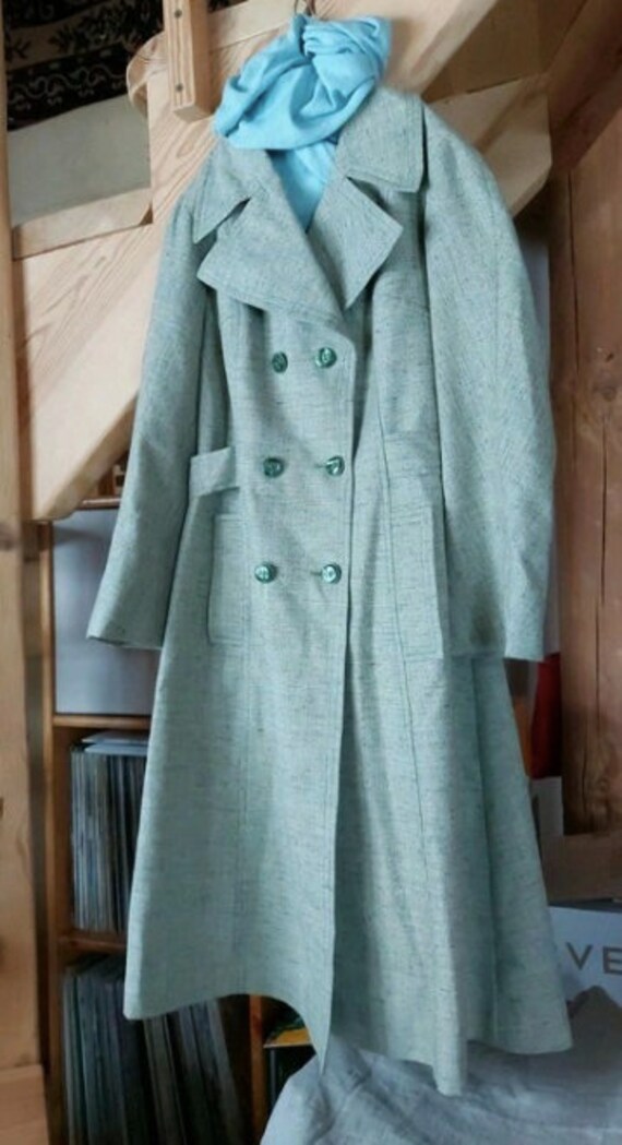 Vintage Green Swing Coat / Vintage Wool Coat / Green Vintage Coat / Size L / Green Retro Coat / Green WW2 Coat / Vintage Mod Coat