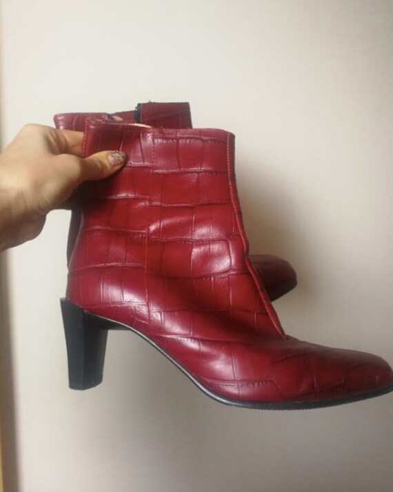red croc ankle boots