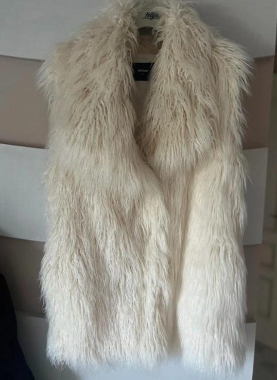 Faux Monogolian Shaggy Fur Waistcoat White Lama Fur Vest