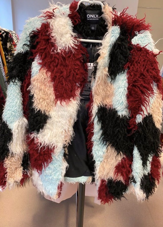 Seul manteau en fourrure de faux lama patchwork / taille S / - Etsy France