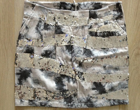 Y2K 90s Morgan de Toi tie dye sequinned min skirt… - image 1