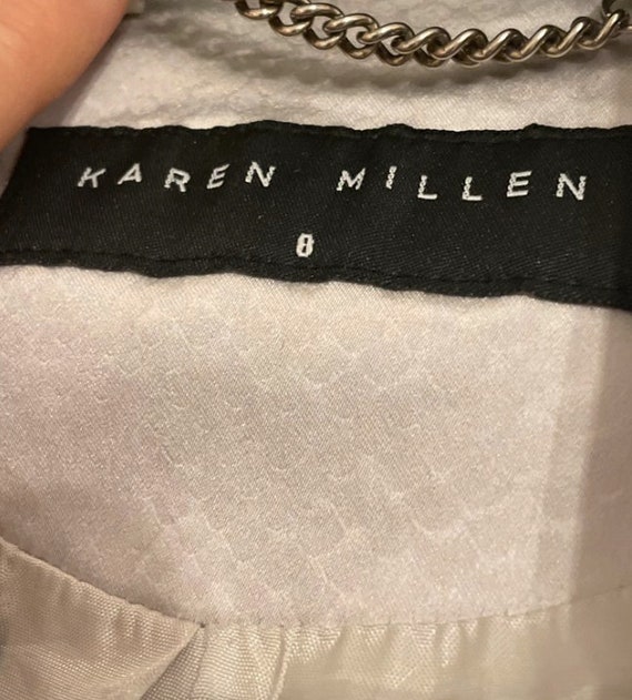 Y2K Karen Millen Silver Satin Blazer Snake Effect Satin / Size 8 UK Fits S  / 90s Y2K Satin Blazer Jacket / Grey Satin Jacket 