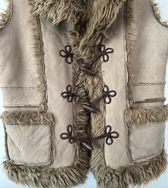 Y2K Afghan Waistcoat / size M / Gin & Tonic Brown… - image 2