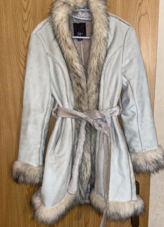 Cream top suede coat