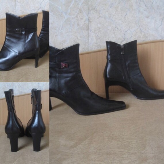 Vintage 90s Y2K square pointed toe ankle boots / v