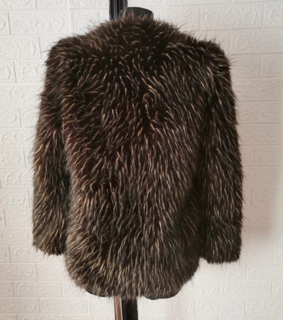 Topshop brown faux fur coat / crop fur jacket coa… - image 3
