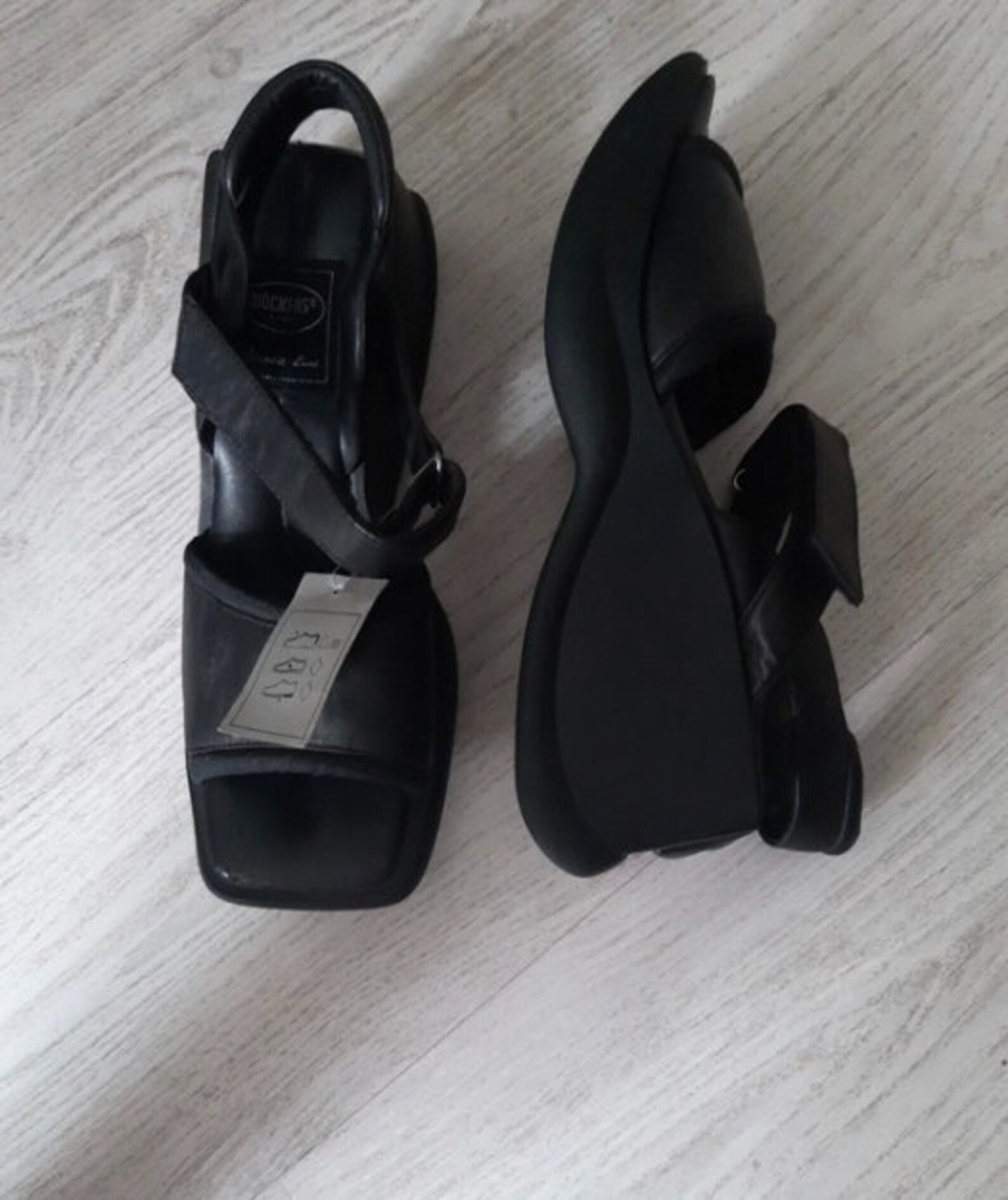 90s Y2K vintage black platform sandals / Dockers platform Etsy