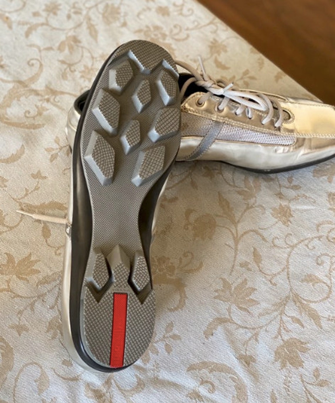 prada silver platform sneakers