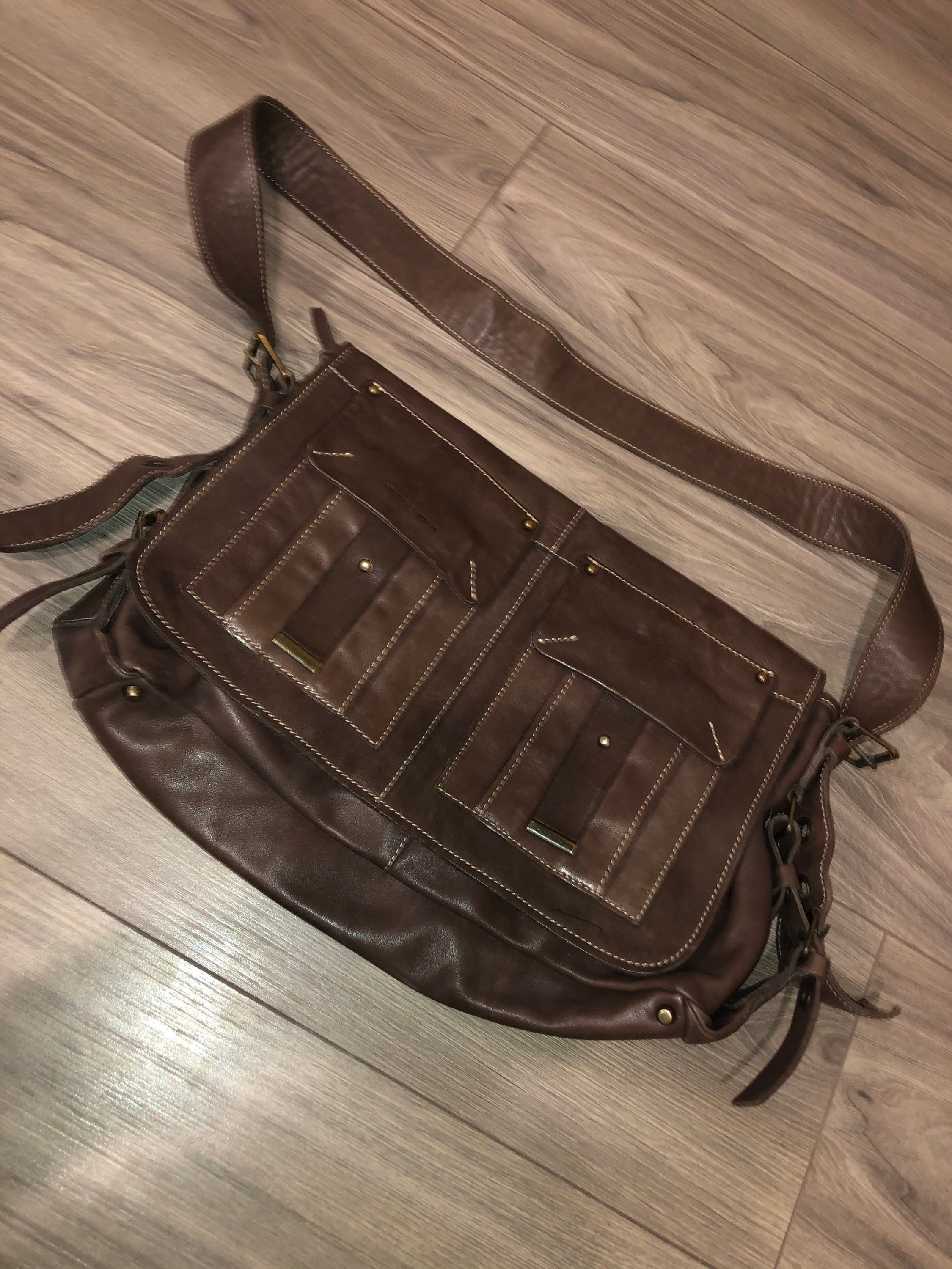 Francesco Biasia bolso mensajero de cuero marron tamano mediano Etsy Espana