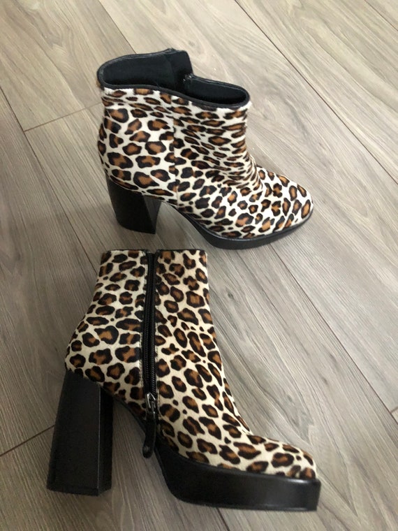 Modern Vtg Chunky Platforms Leather Ankle Platform Boots Size 37