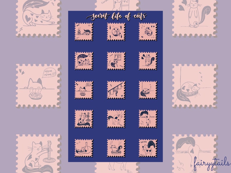 Secret Life of Cats Sticker Sheet | Cat Lover | Cat Pets | Cat Routine ...