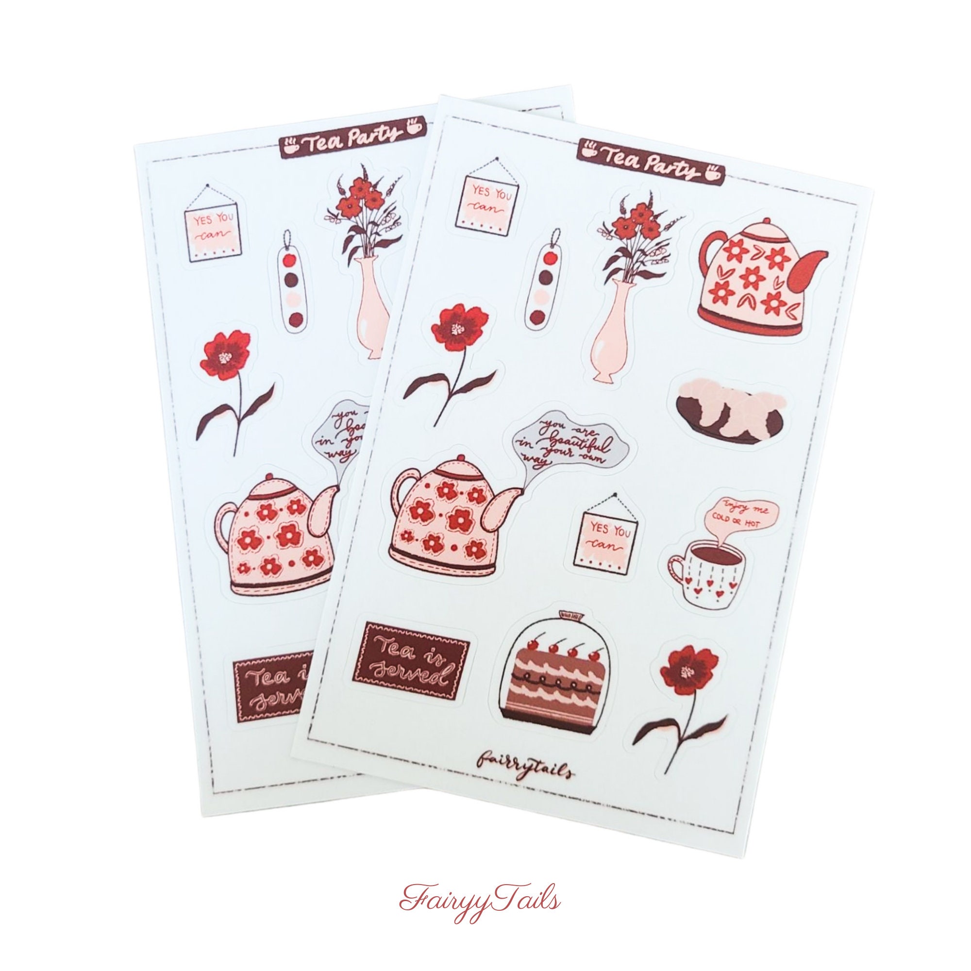 Tea Party Sticker Sheet | High Tea Stickers | Cute Stickers | Cute ...