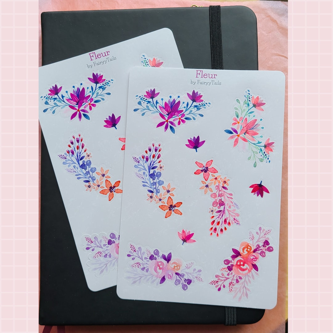Fleur Sticker Sheet / Floral Illustration / Small Gift / Diary / Bujo ...