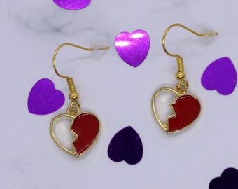 Broken Heart Jewellery - Earrings - Necklace - Keychain - Charm VALENTINES DAY GIFT