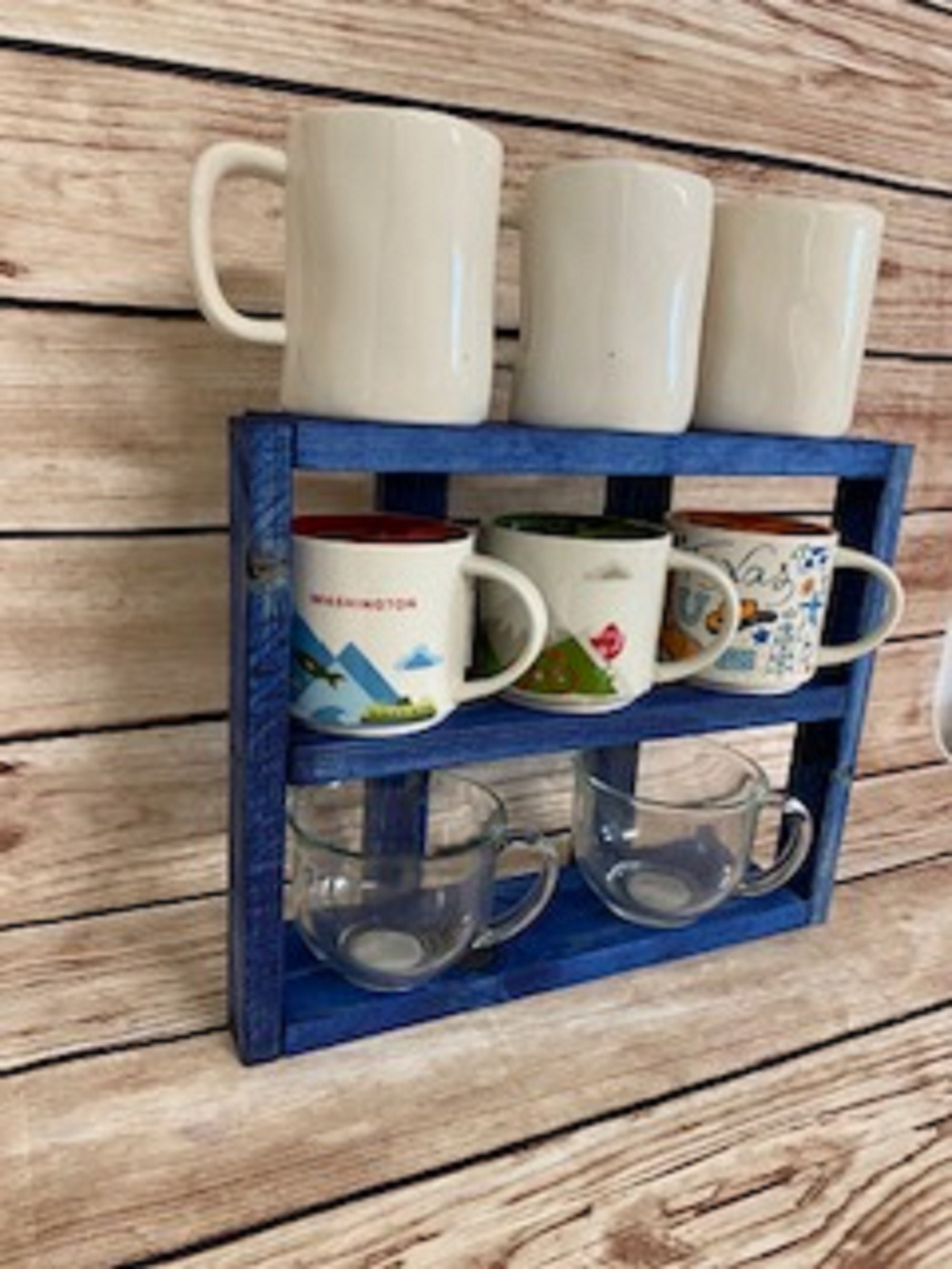 Native Mug Display Rack Navy Blue Coffee Mug Rack: Countertop Display Shelf - Etsy