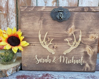 Personalized Wedding Card Box - Reception Card Box - Slit and Lock Option- Engraved Card Box - Wedding Card Box - Wedding Cards - Rustic Box