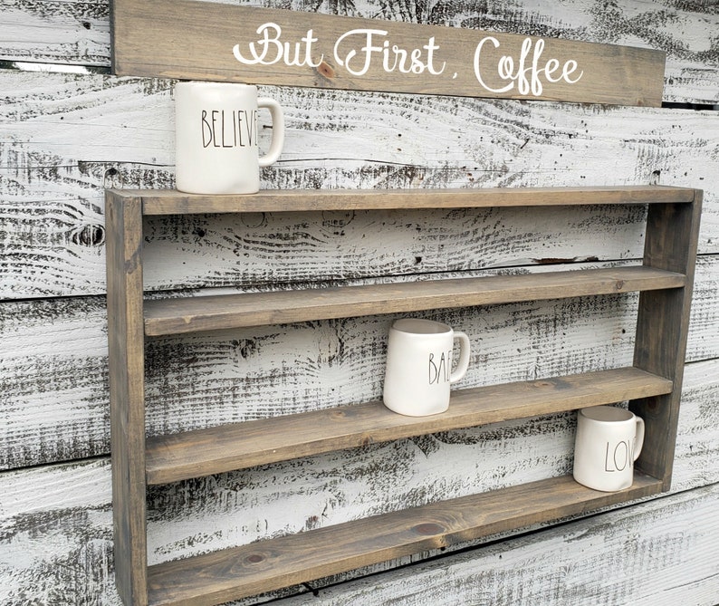 Mug Rack Holds White Mugs Farmhouse Coffee Mug Rack Xlarge Etsy